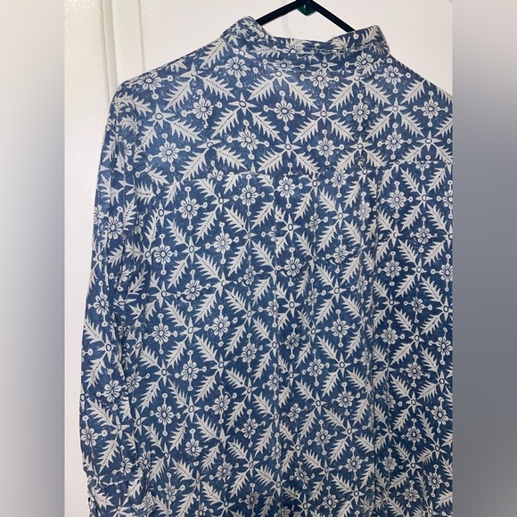 New! Magnolia Pearl Blue Birch Patterned Button Down Tunic 💙 RARE! Onesize - Picture 9 of 15